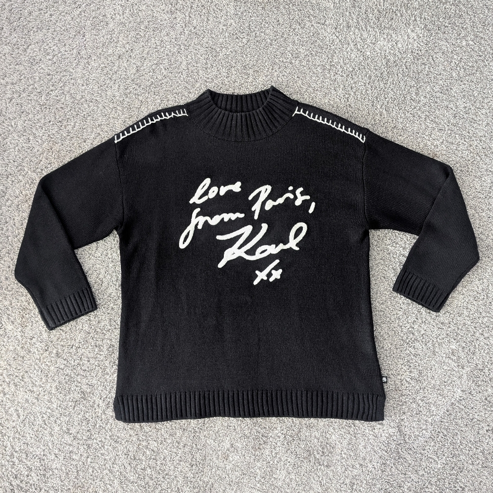 Black Sweater with White Script - image 1